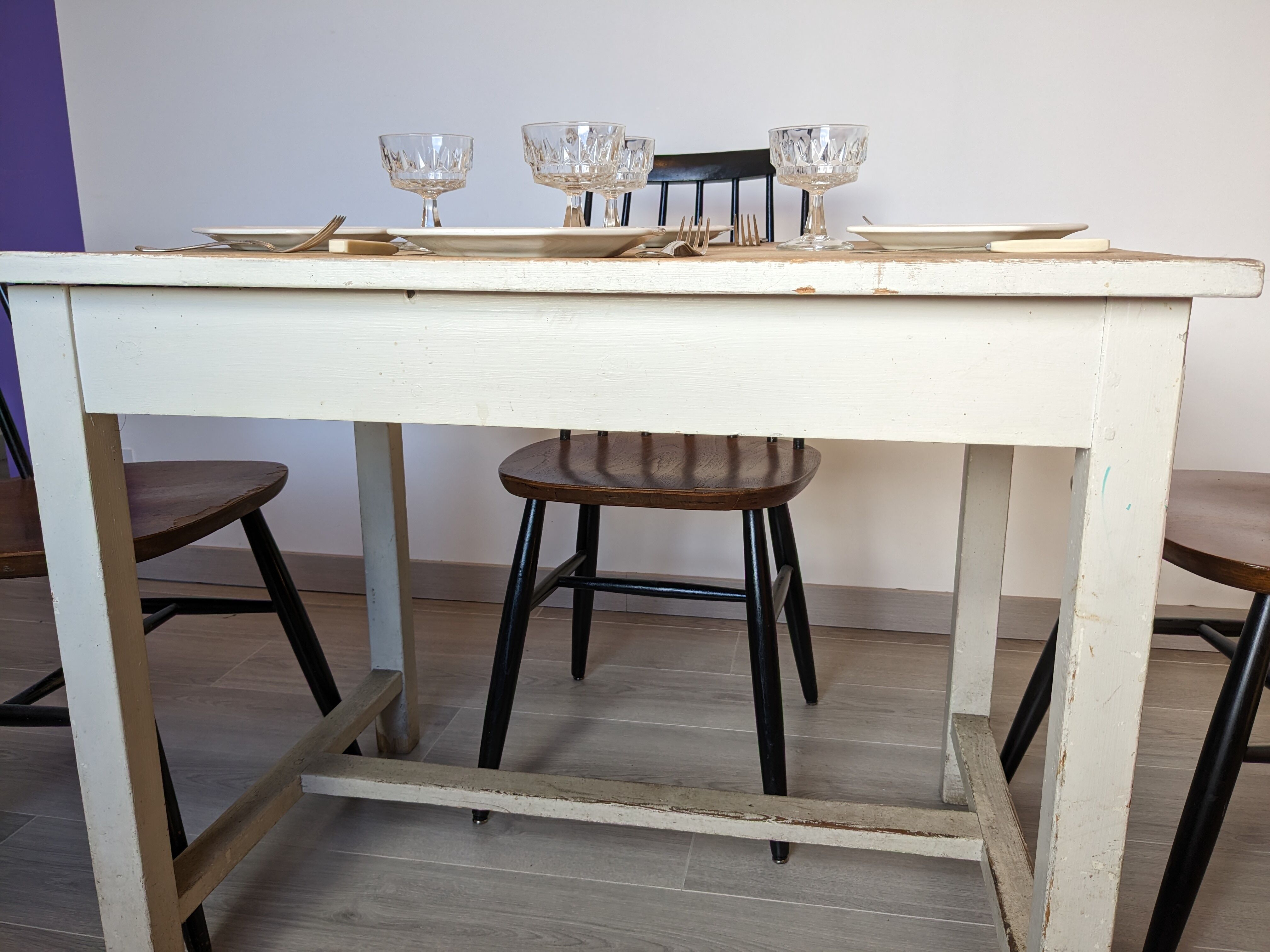 Farmhouse table in beech early twentieth century