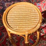Table tasse d’appoint en rotin chevet guéridon en osier vintage ronde