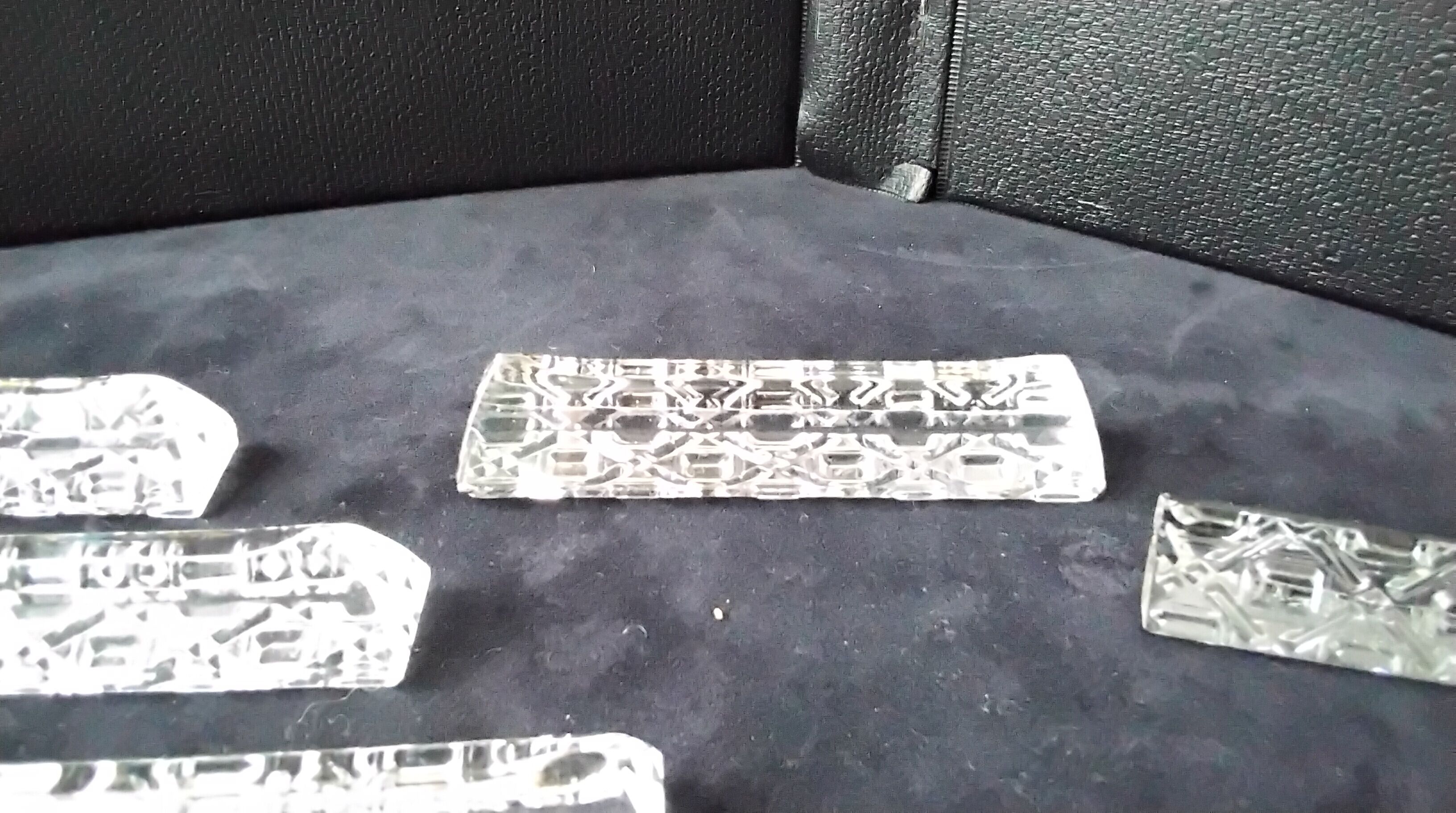 Set of 6 Lead Crystal Knife Holder Triangular Shape