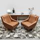 Vintage Italian cognac design lounge chairs 'Hermes style'