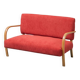 Vintage 2-seater sofa – in wood and red fabric, 1960s modernist