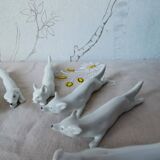 Set of 11 Art Deco zoomorphic knife holders