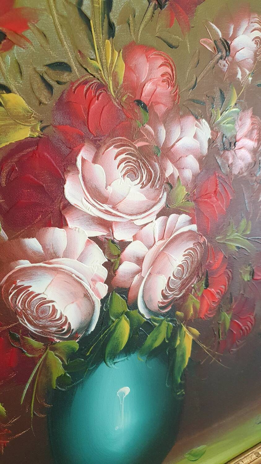 Large painting "bouquets of roses" - signed oil on canvas