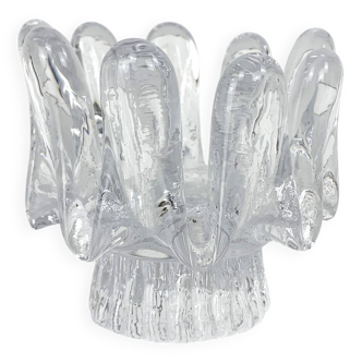 Sunflower glass candle holder, Göran Wärff for Kosta Boda, Sweden, 1970s