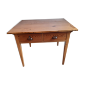 Old office table vintage fir 1900 2 drawers