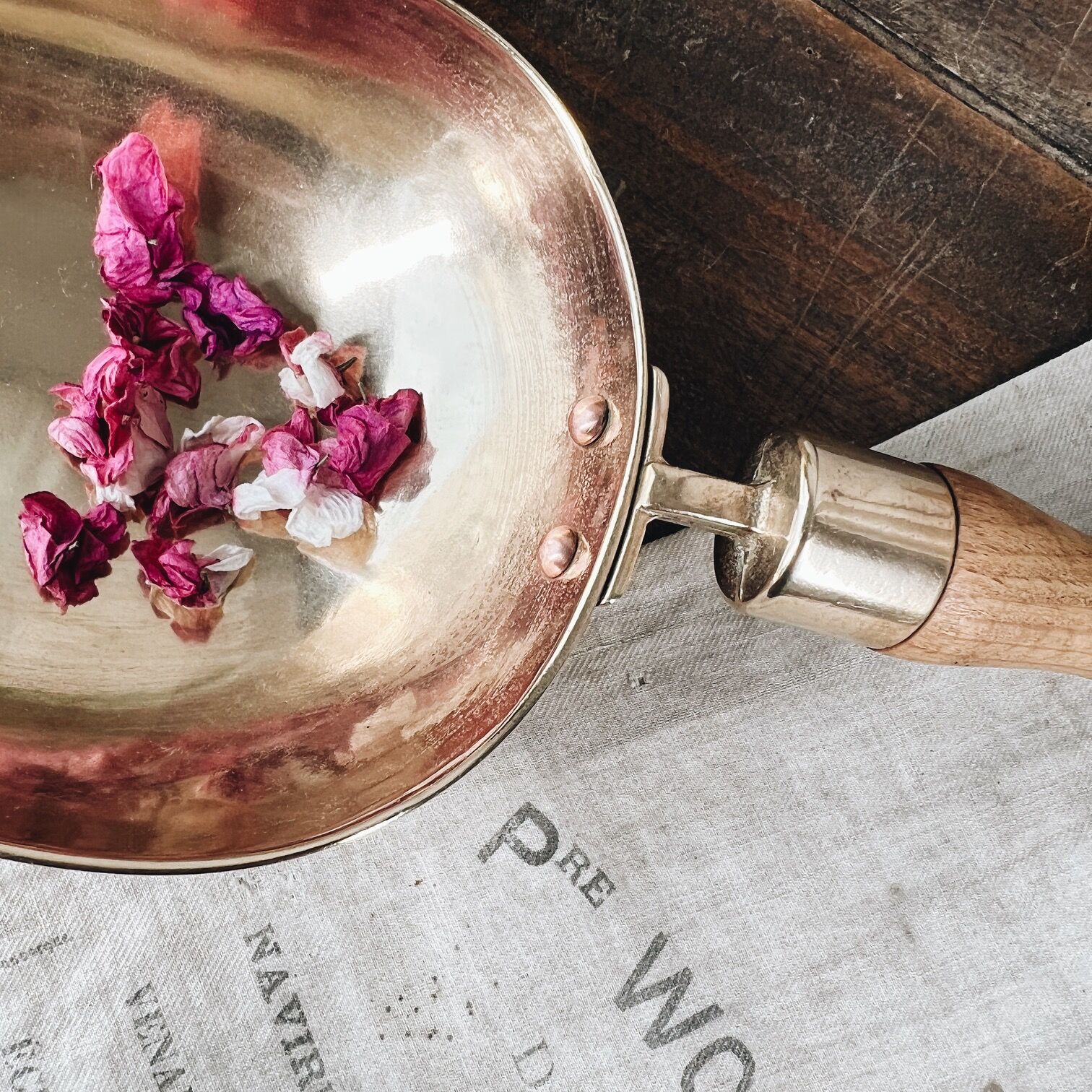 Large old brass grocery shovel