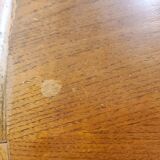 Table basse vintage ronde en teck et rotin
