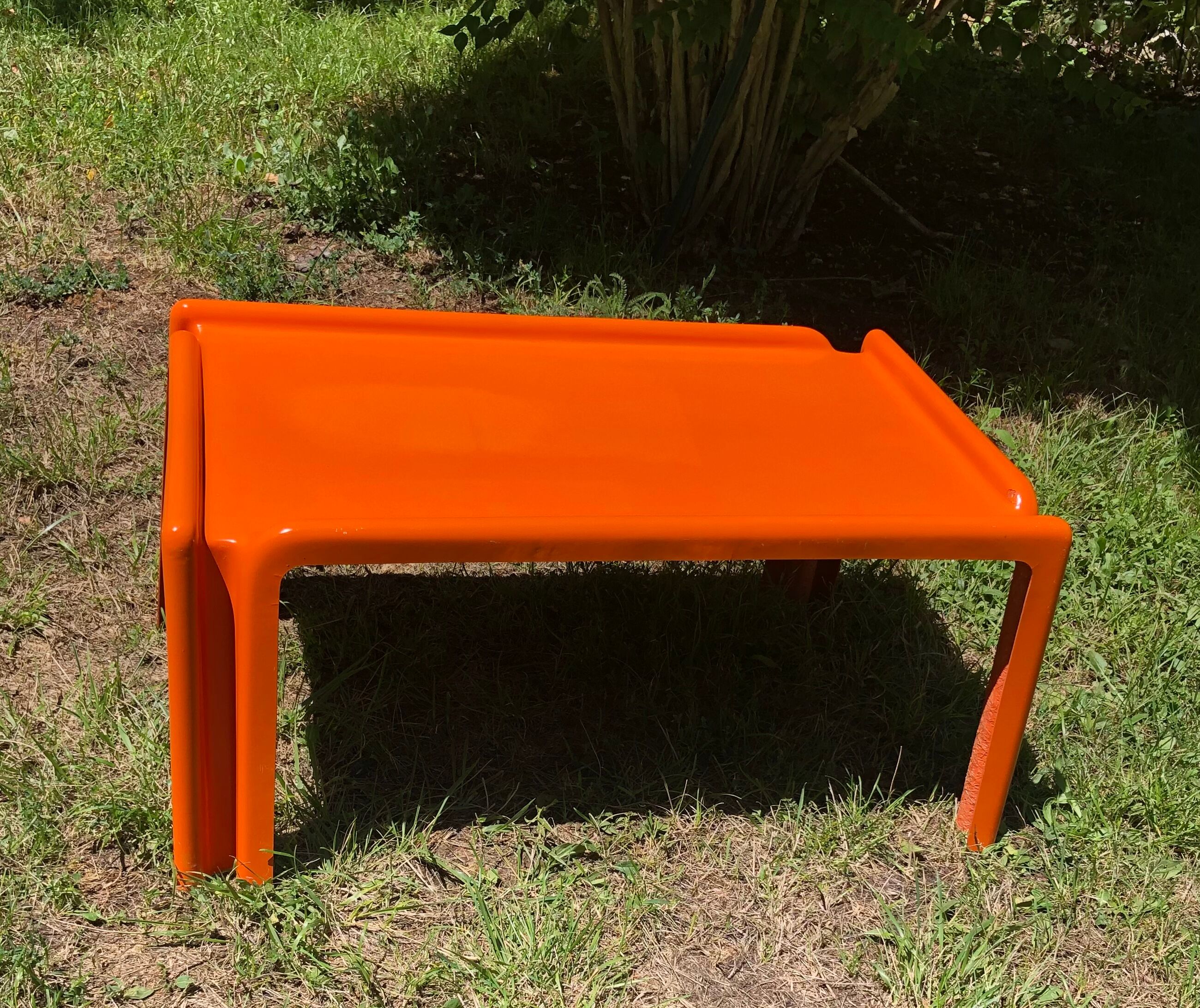 Orange fiberglass coffee table