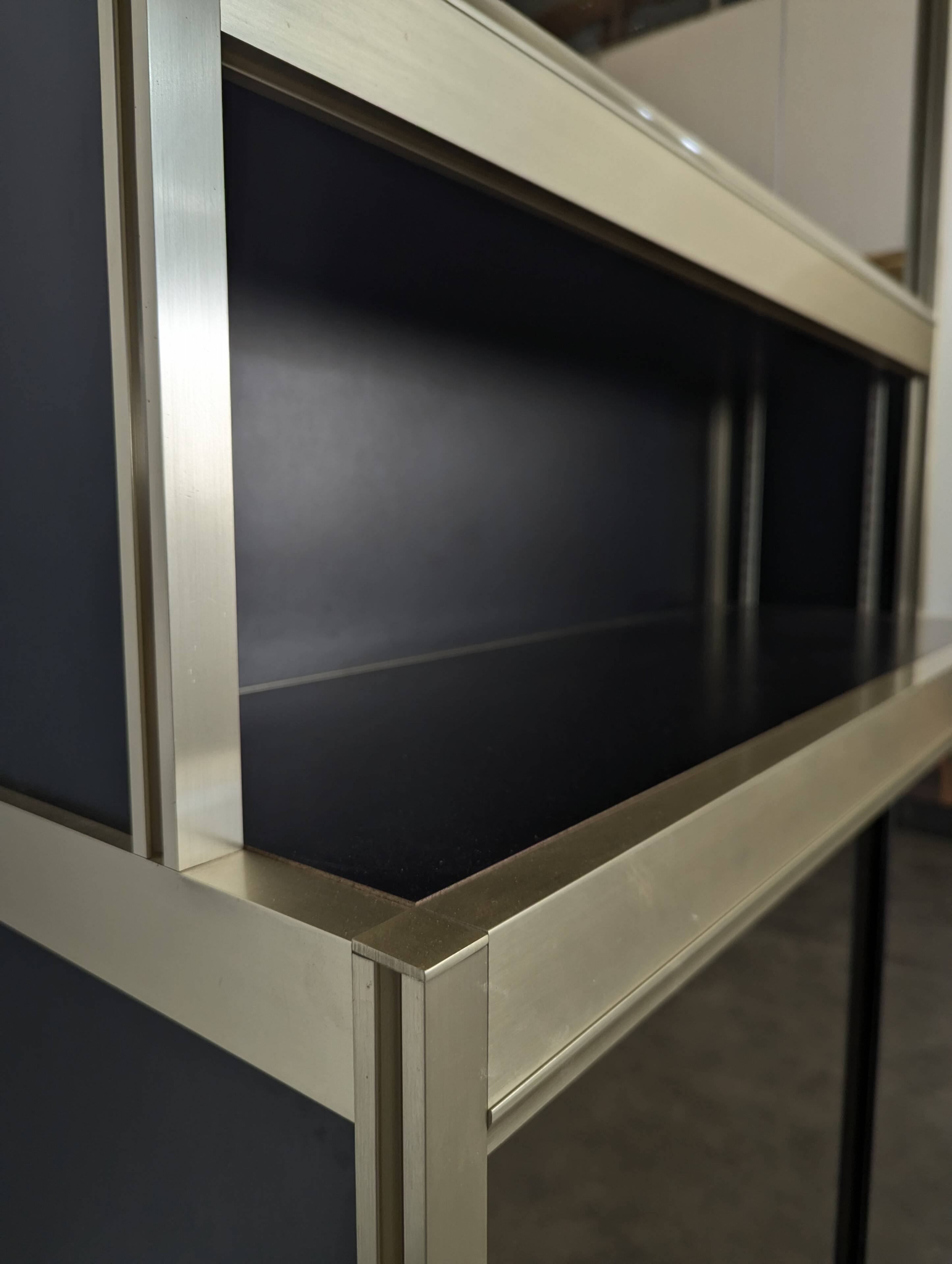 Vintage aluminium and glass display cabinet from the 1980s.