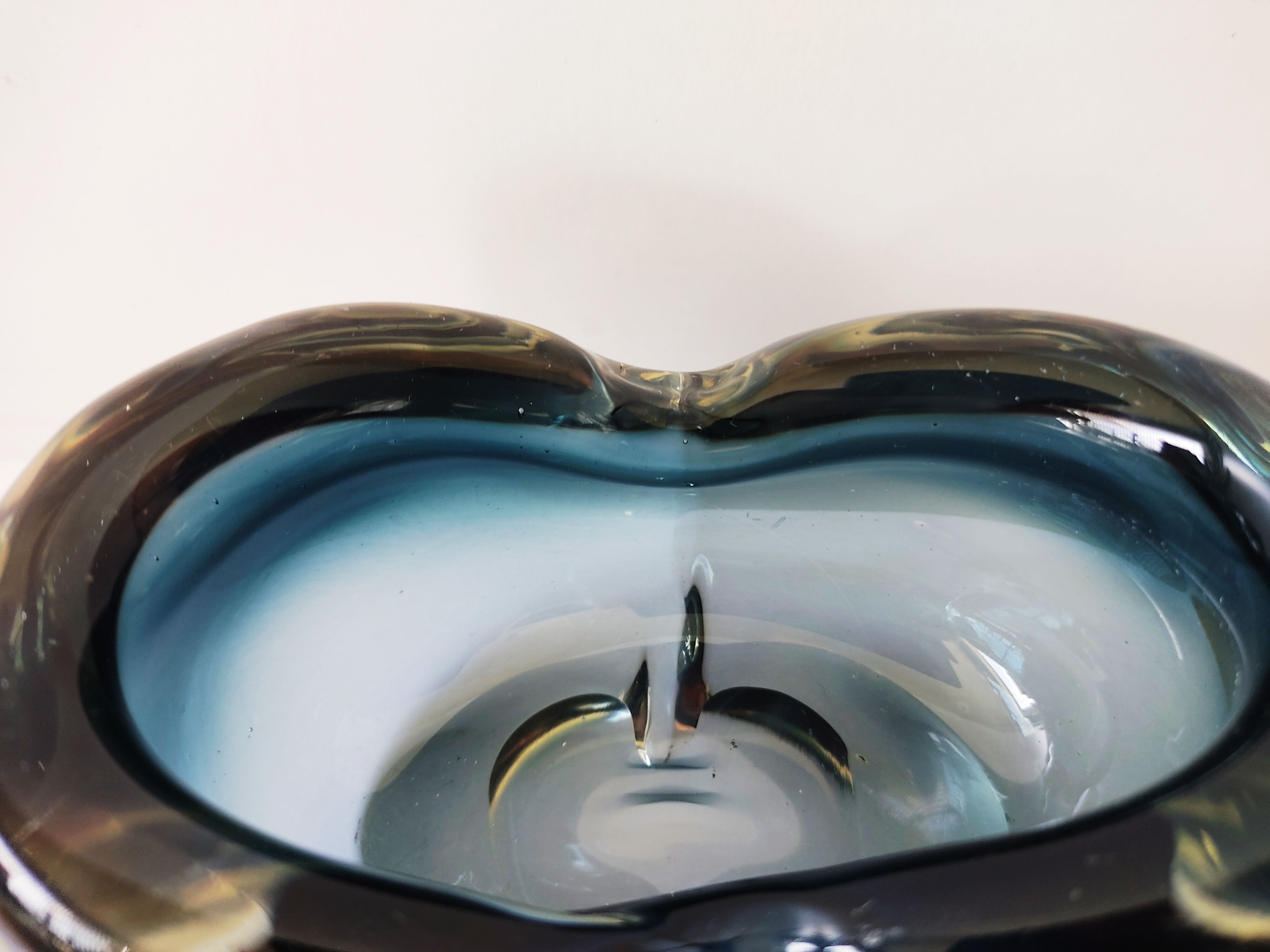 Blue-grey glass trinket bowl