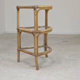 Rattan and glass corner shelf 1970