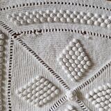Antique handmade white cotton crochet bedspread