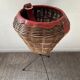 Vintage rattan basket on tripod foot 60s