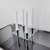 Bougeoir carré en verre, 4 flammes, danemark, 1970