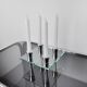 Square glass candleholder, 4 flames, denmark, 1970