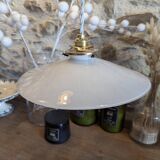 Old Art Deco portable pendant lamp with smooth opaline lampshade, diameter TBE 25.5 cm