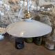 Old Art Deco portable pendant lamp with smooth opaline lampshade, diameter TBE 25.5 cm