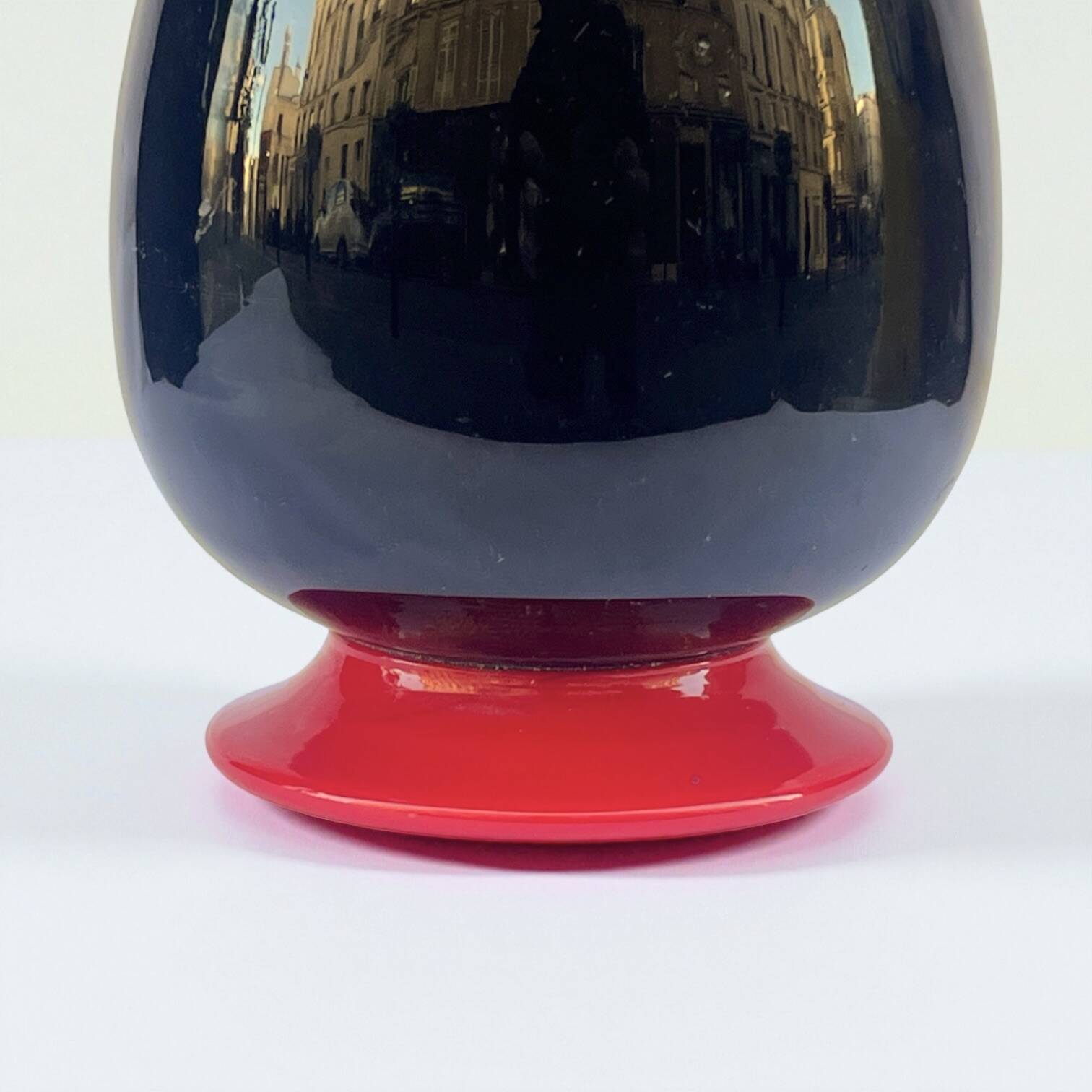 Black and red Murano glass vase by Nason & Moretti, Art Deco carafe