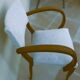 Chic 1950s bridge chairs in solid wood, white beige, hand-stitched.