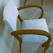 Fauteuils bridges chic année 50 en bois massif   blanc beige cousus main