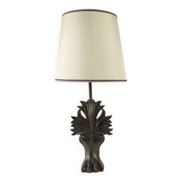 Lampe montée sur pied de baignoire en fonte, XIXème siècle