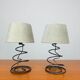 Pair of 90s metal spring lamps