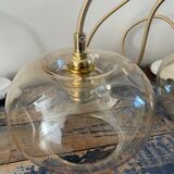 Set of three glass hanging lamps
