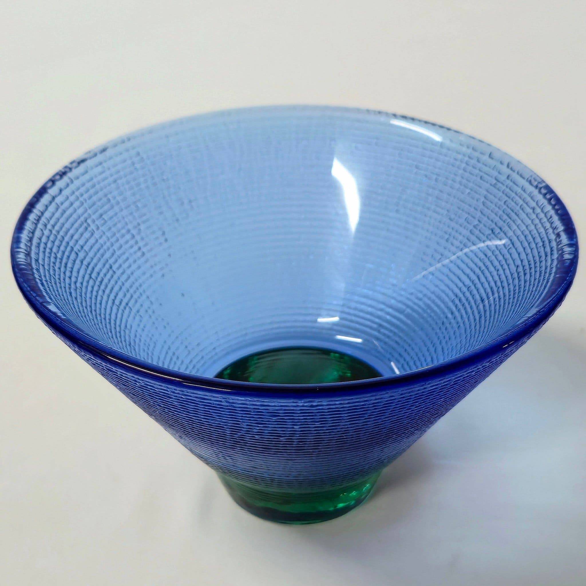 Bol Coupe Verre "Kairo" Lena Hansson - Hadeland Norvège Bleu & Vert 1980