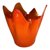 Murano orange handkerchief vase large 1970 Italy