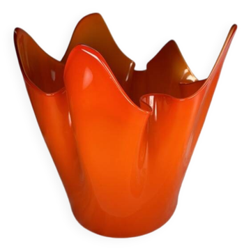 Vase mouchoir Murano orange, Italie 1970