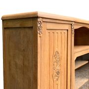 Asymmetrical Art Deco glass-fronted Parisian wardrobe in raw oak, 1930.