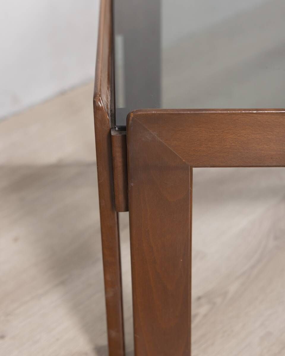 Vintage 1970s Coffee Table in Wood and Glass, Italian Design