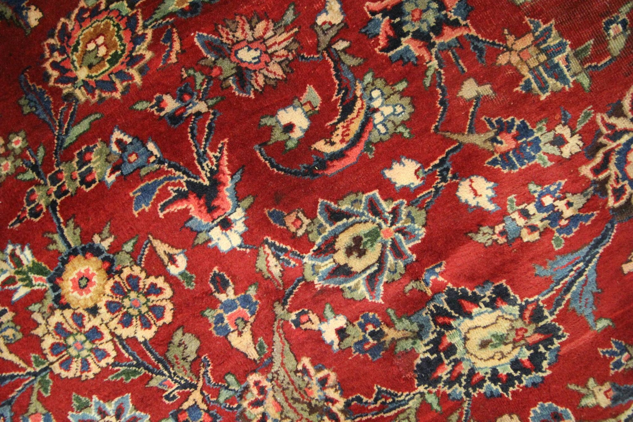 Tapis persan traditionnel fait à la main d’Ispahan en laine rouge vintage - 295x411cm
