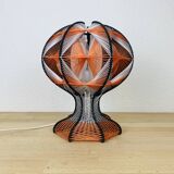 Scandinavian wood and wire lamp from the 70s
