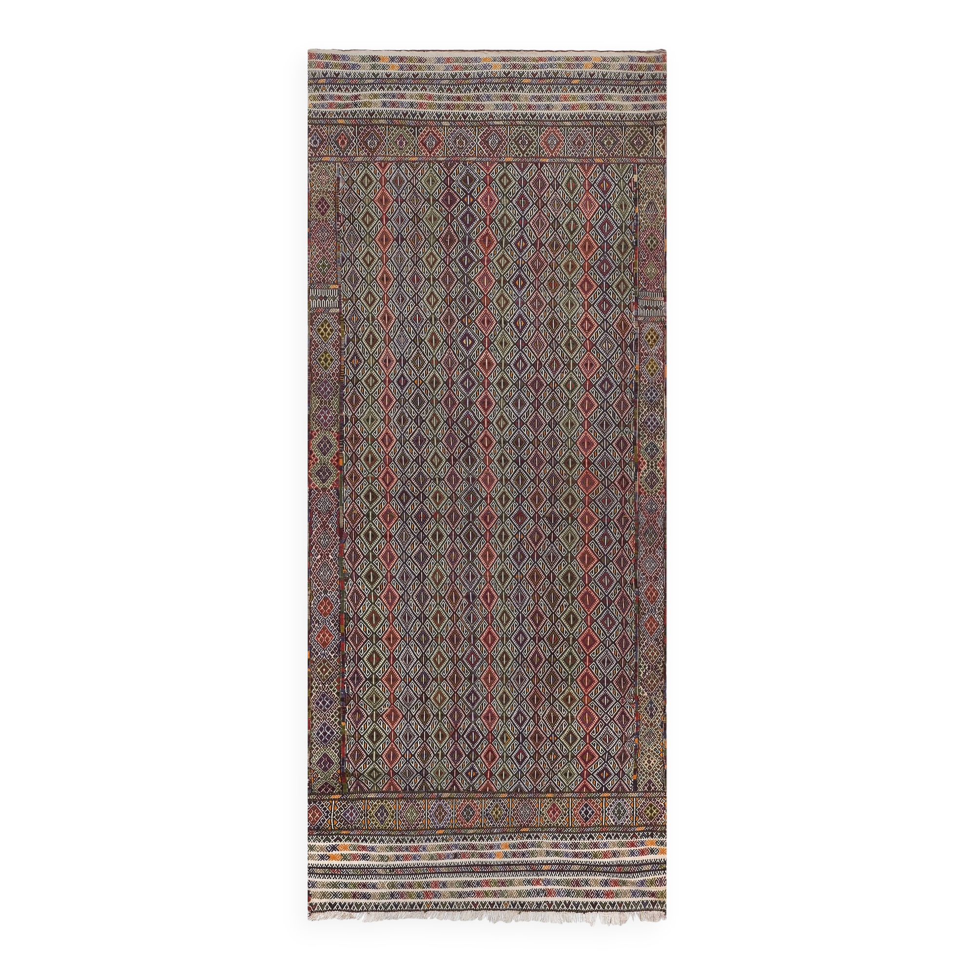 Vintage Turkish Oushak Rug Handwoven 141x356 cm