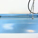 Blue industrial hanging tube light from polam gdansk, 1970s