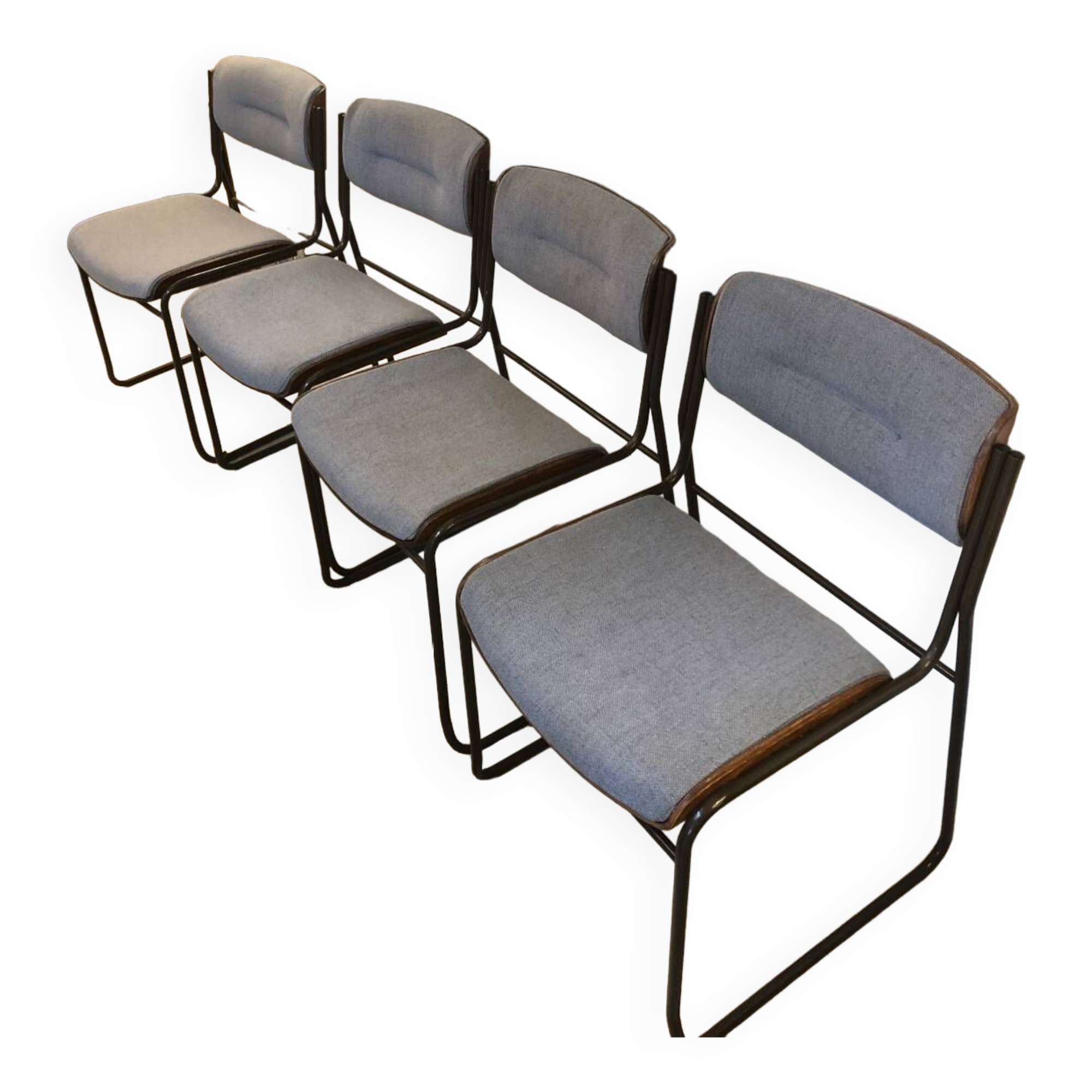 4 chaises scandinaves noyer, 1970