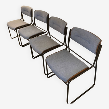 4 chaises scandinaves noyer, 1970