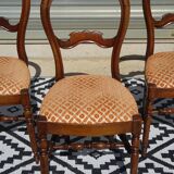 Antique Louis Philippe style chairs in walnut and velvet