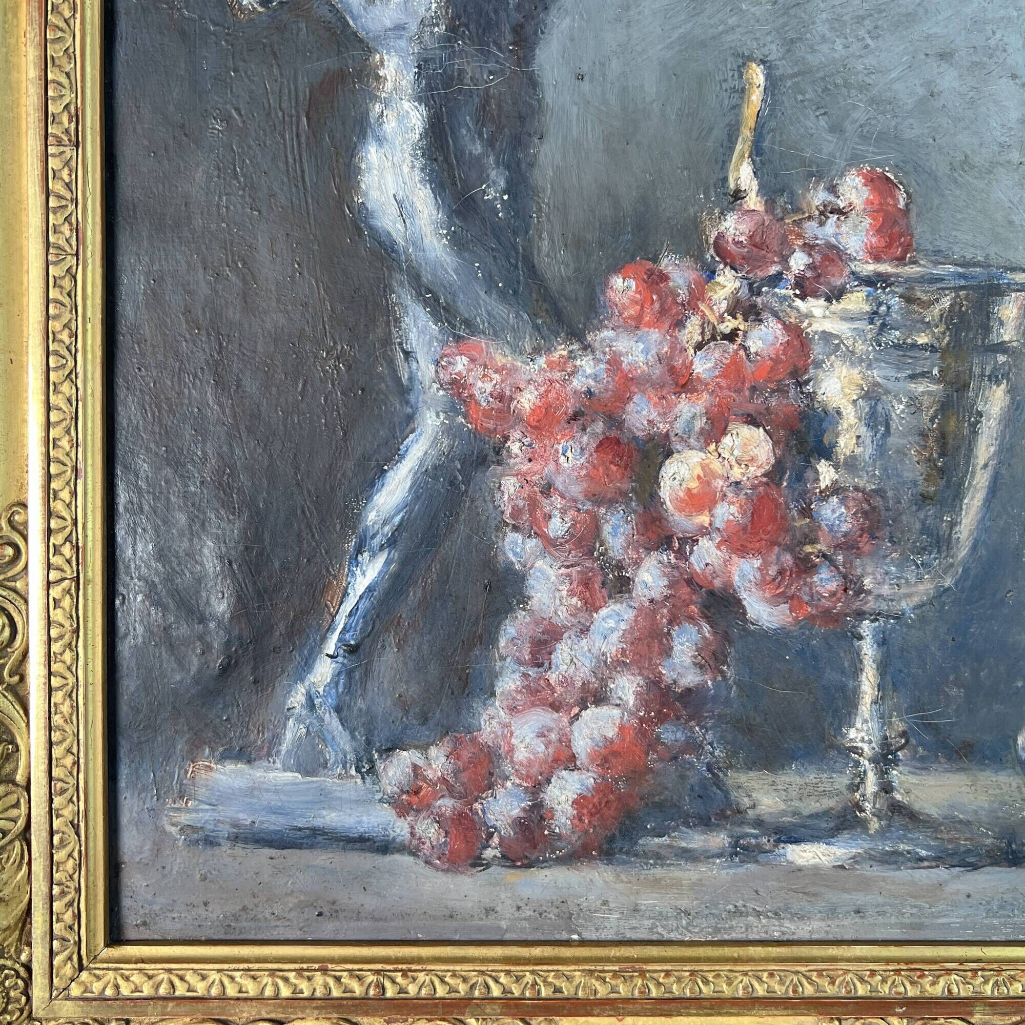 Henri duvoisin 1877-1959 oil on canvas still life empire frame, bacchus