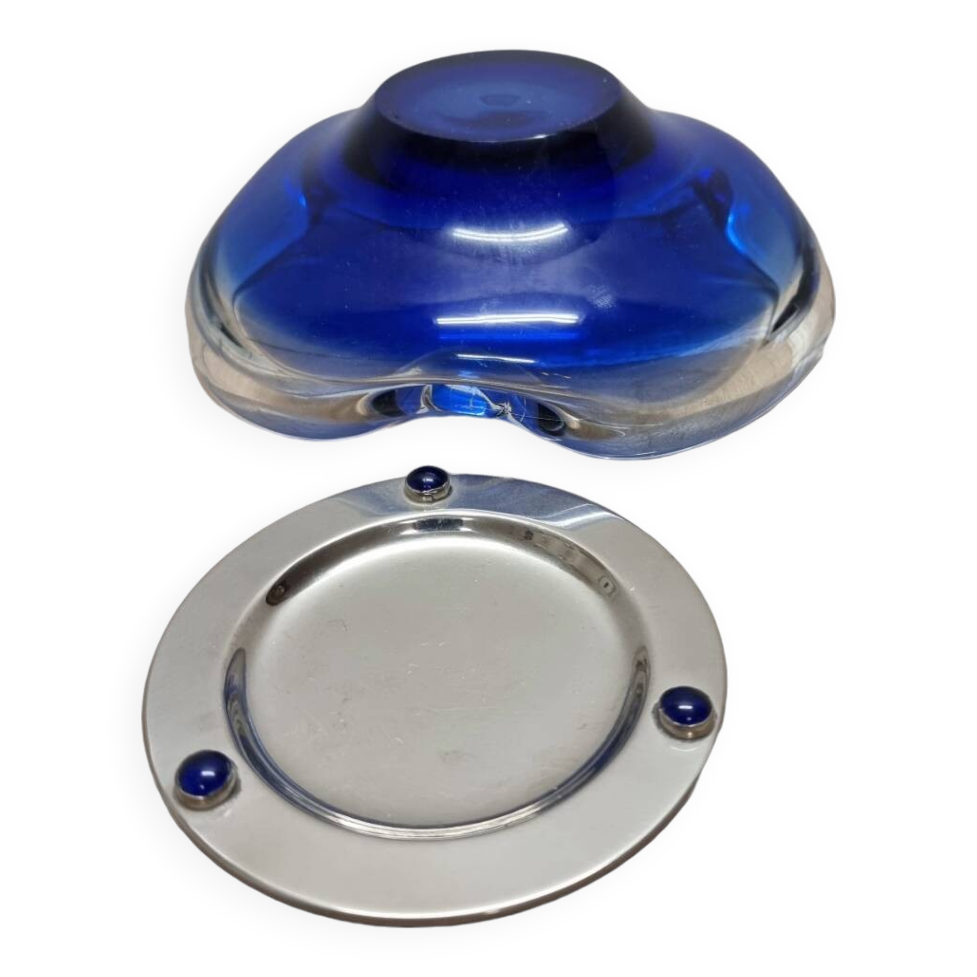 Blue Murano Glass Bowl, 1990s, Vintage