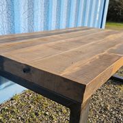 Industrial table 200 x 100 cm with wooden top + metal base