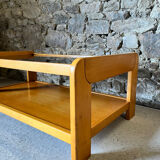 Wood and smoked glass coffee table from the 80s