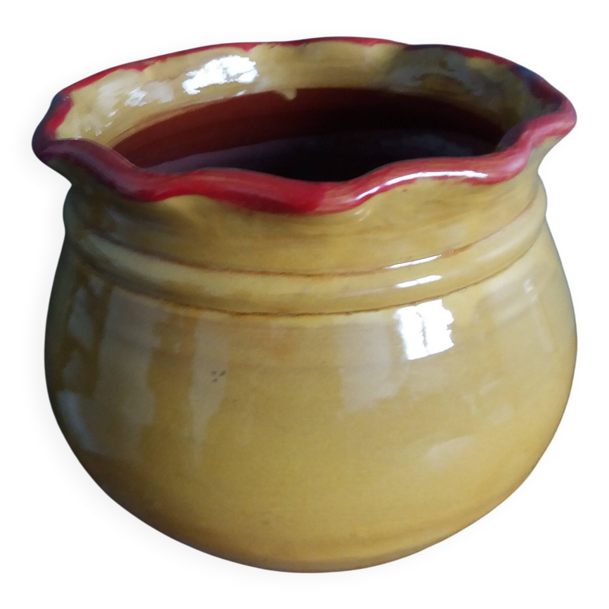Planter, glazed terracotta flower pot, Provençal pottery
