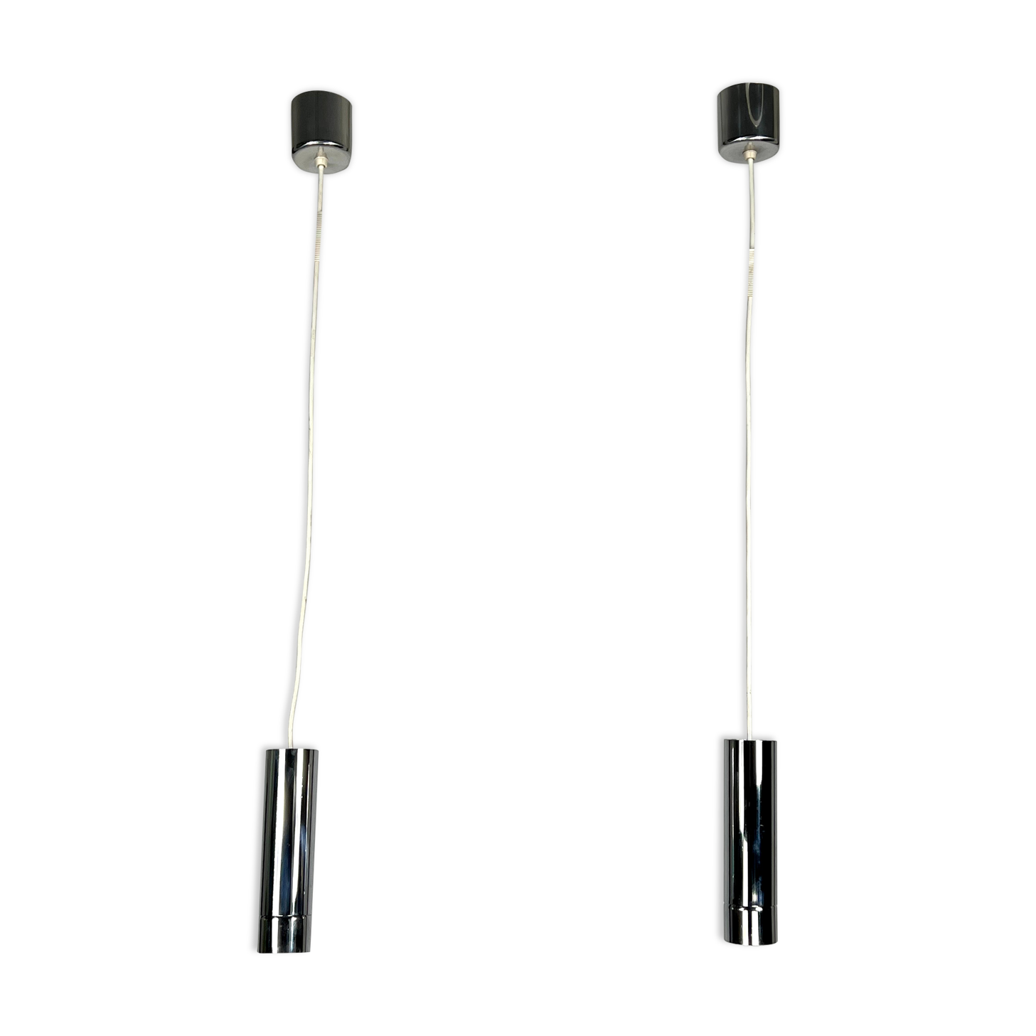 Stilux Milano, set of two chrome pendant lamps from 70s