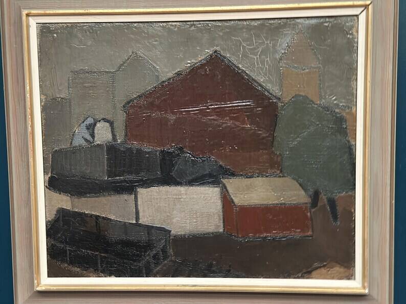 Large Original Swedish Oil on Canvas – “Bangård” by Fred Andersson – Signed – Vintage & Framed – 80 × 69 cm (31.5" × 27.2")