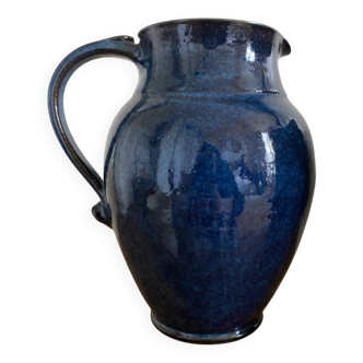 Pichet en grès émaillé bleu