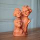 Sculpture signed Doloire, terracotta sculpture with 3 faces, candlestick sculpture, collection, interior decoration.
