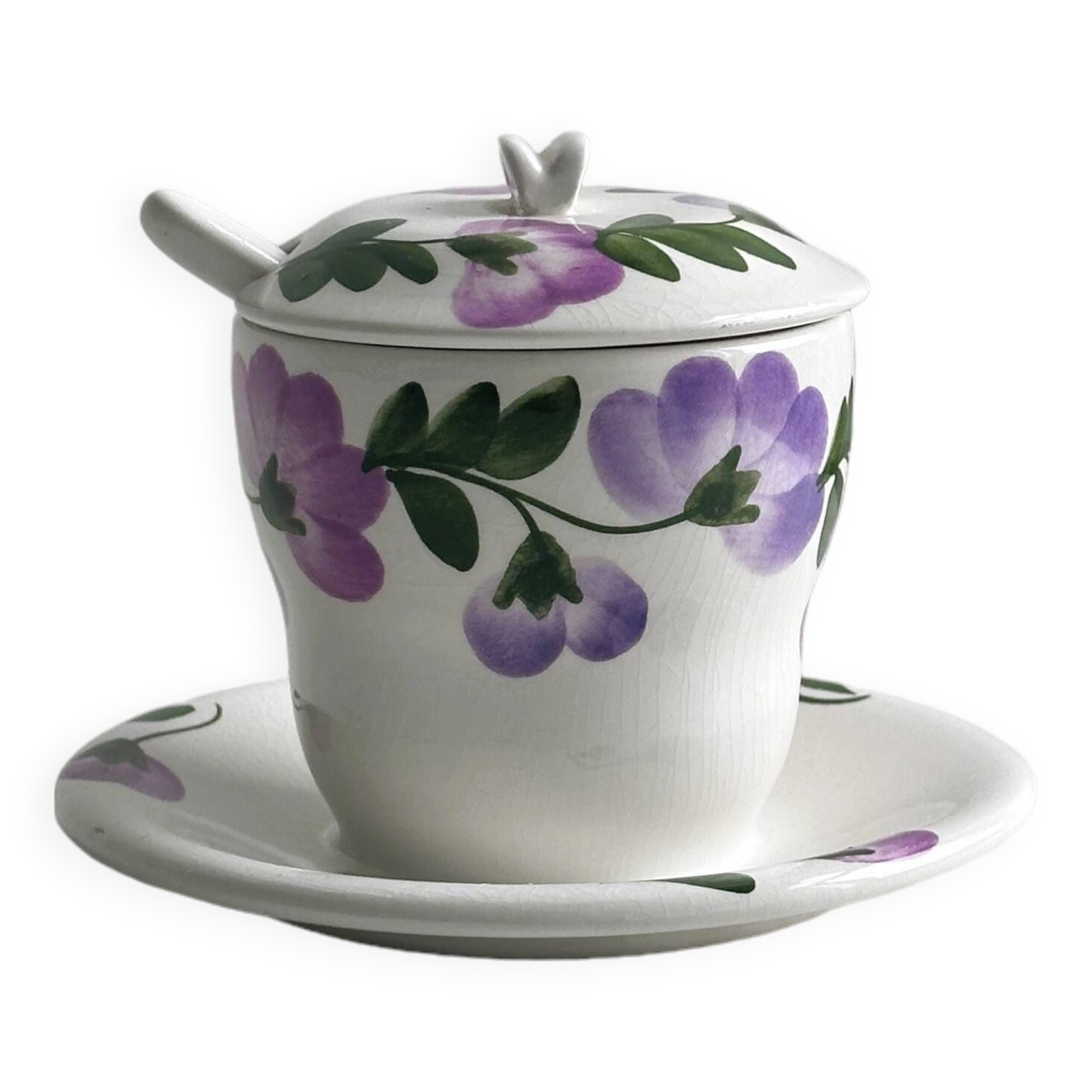 Sugar bowl, jam or honey pot hand painted "Richard Ginori", made in Italy.