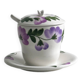 Sugar bowl, jam or honey pot hand painted "Richard Ginori", made in Italy.